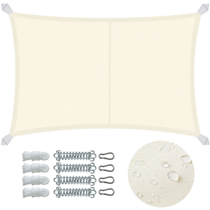 foto del prodotto vounot vela ombreggiante impermeabile rettangolare 3x4m con kit di fissaggio, protezione uv 95 , beige