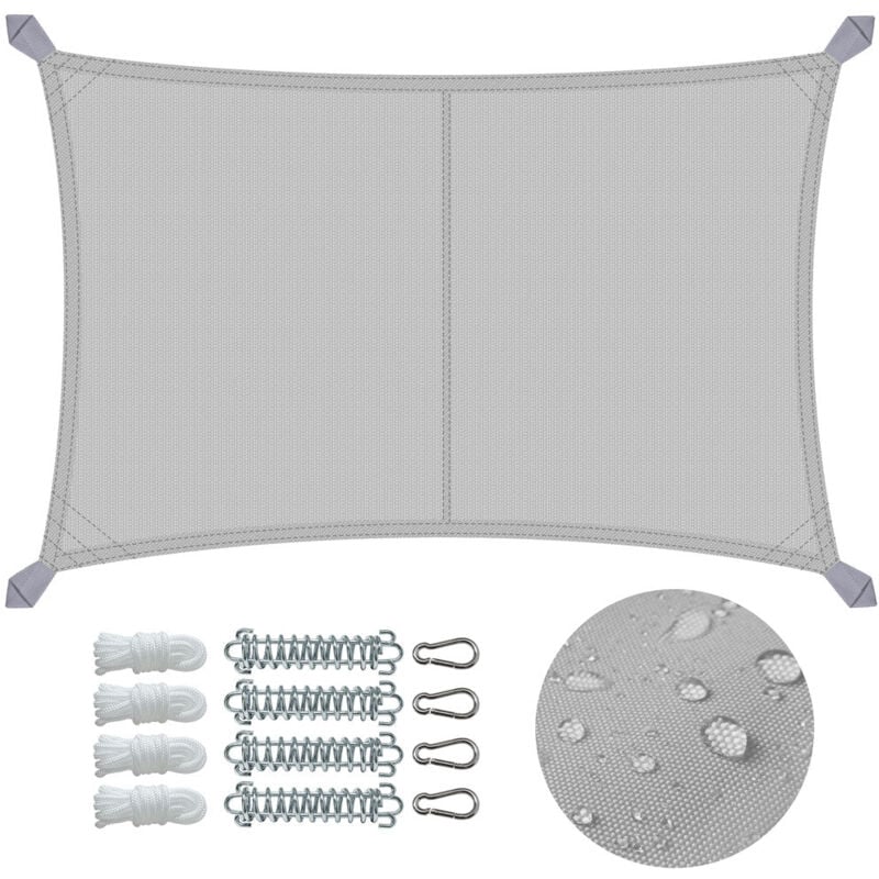 foto del prodotto vounot vela ombreggiante impermeabile rettangolare 3x4m con kit di fissaggio, protezione uv 95 , grigio chiaro