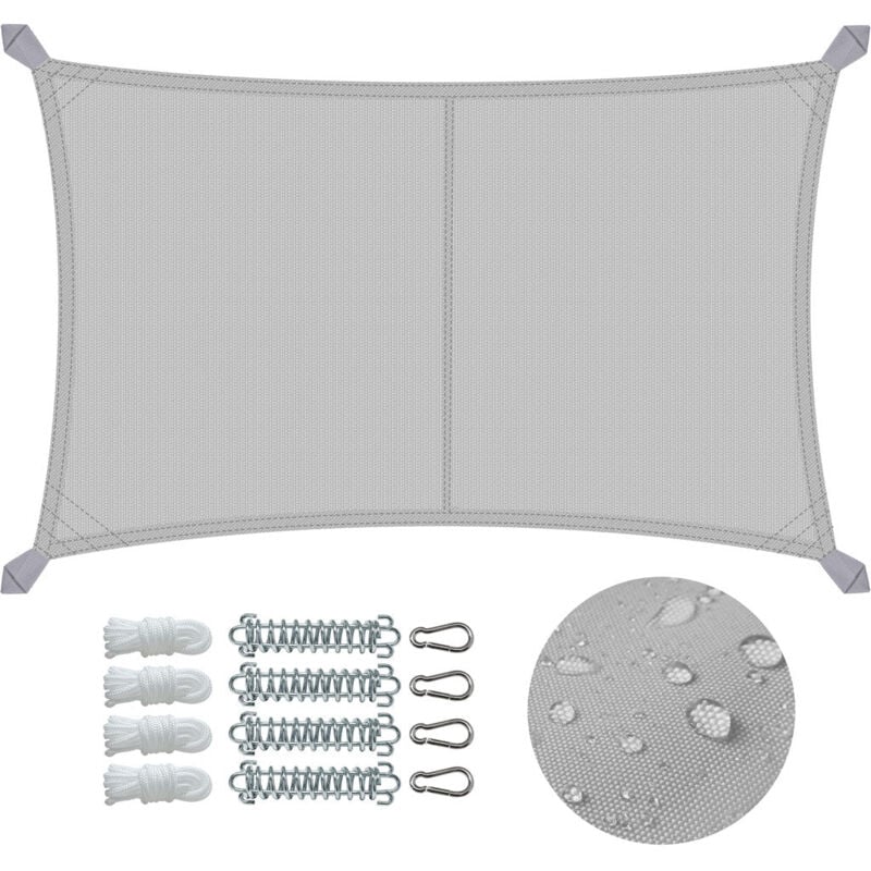foto del prodotto vounot vela ombreggiante impermeabile rettangolare 3x5m con kit di fissaggio, protezione uv 95 , grigio chiaro