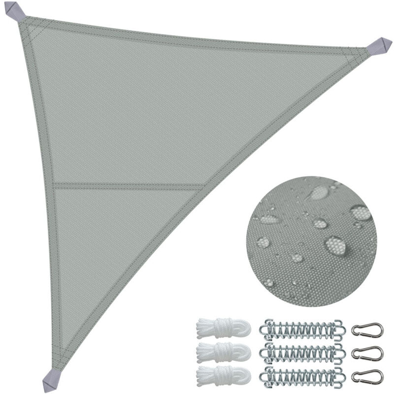 foto del prodotto vounot vela ombreggiante impermeabile triangolare 3x3x3m con kit di fissaggio, protezione uv 95 , grigio