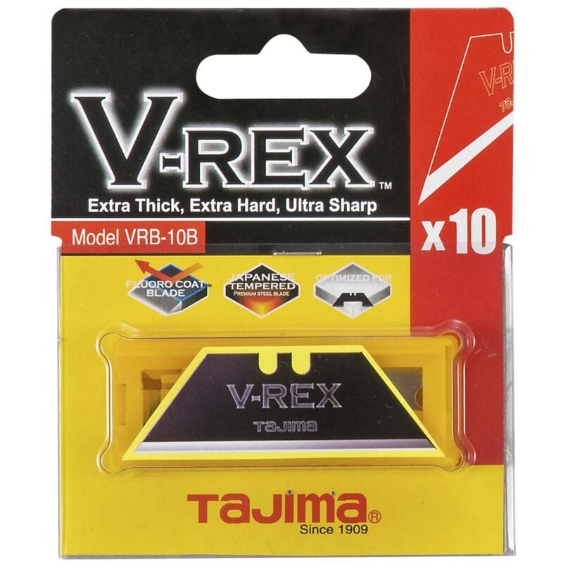 foto del prodotto vrb10b lame trapezoidali per taglierino, confezione da 10 pezzi tajima