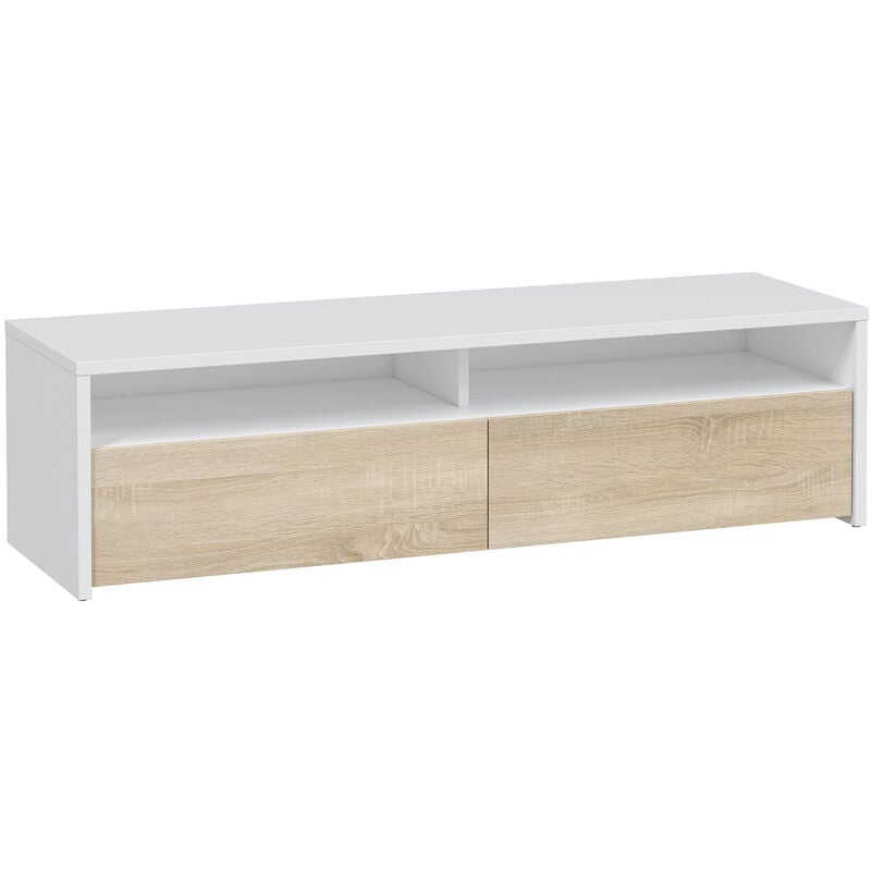 foto del prodotto vs venta stock mobile tv silva 2 ante, bianco e quercia, 130 cm larghezza