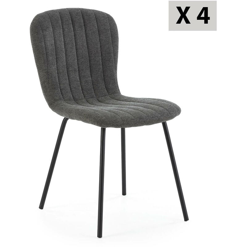 foto del prodotto vs venta stock pack 4 sedie lucky rivestite in tessuto grigio scuro