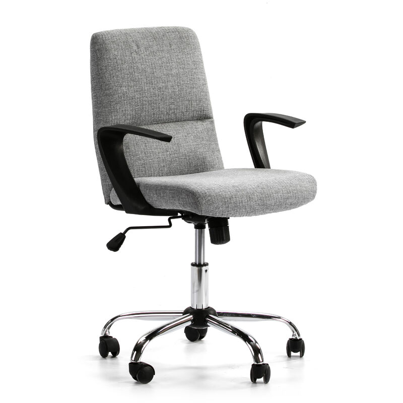 foto del prodotto vs venta stock sedia da ufficio sollevabile e reclinabile teo rivestita in tessuto, colore grigio chiaro, metallo cromato