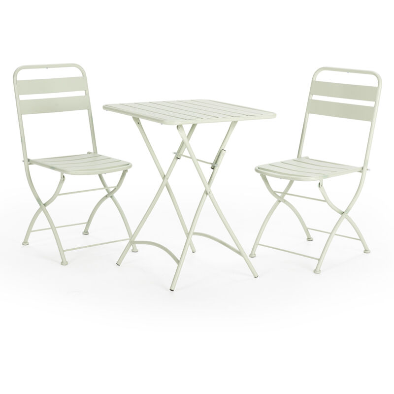 foto del prodotto vs venta-stock - set da bistrot da giardino 3 pezzi perla verde, tavolo e 2 sedie