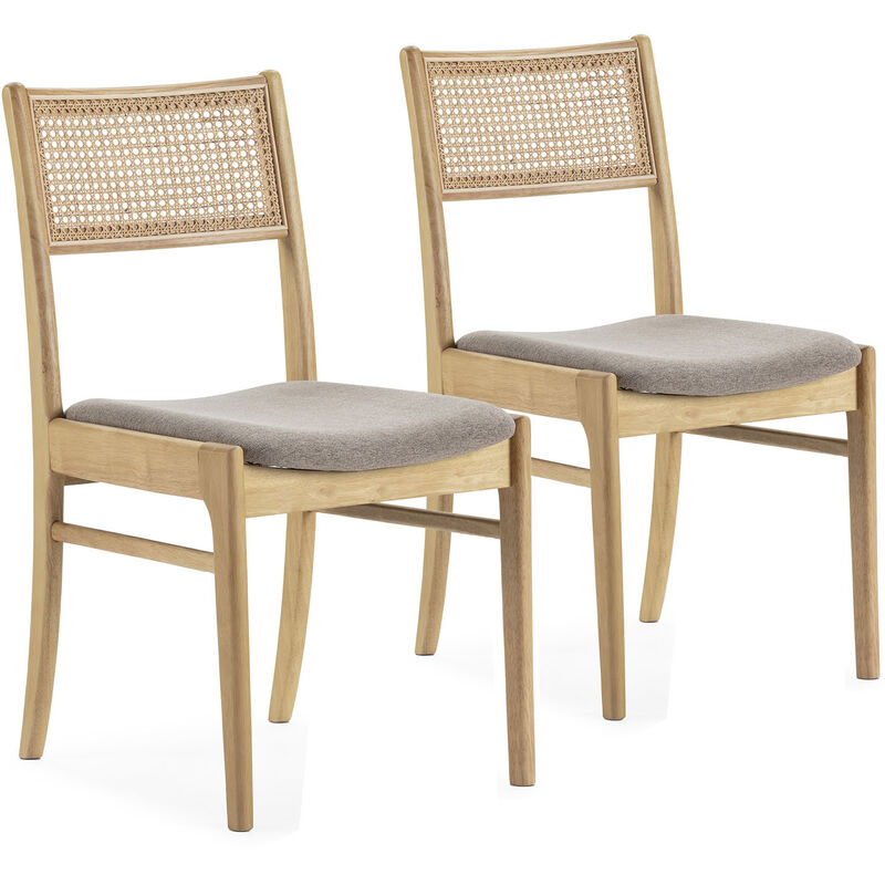 foto del prodotto vs venta stock set di 2 sedie vilma colore rovere, legno massello e rattan naturale