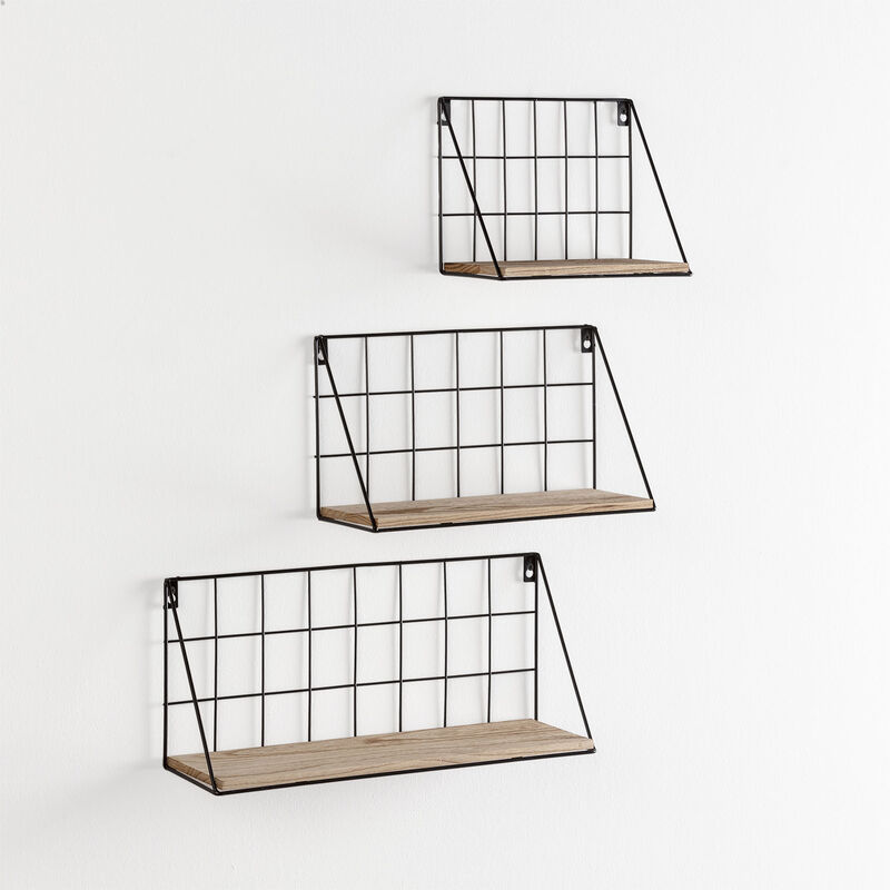 foto del prodotto vs venta stock set di 3 mensole da muro amede in metallo nero
