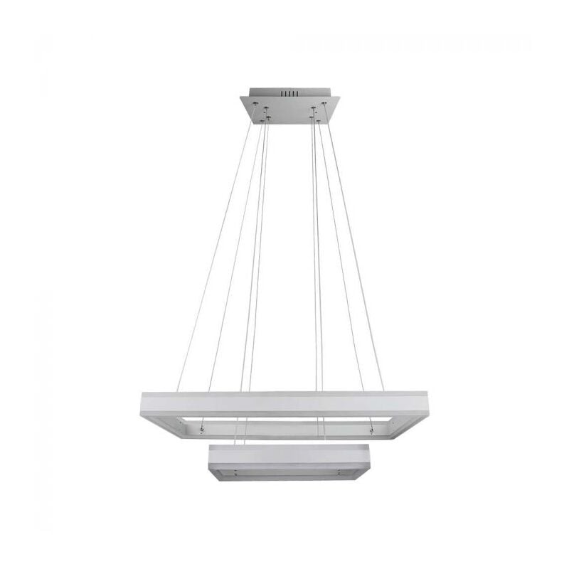foto del prodotto vt 101 2d lampadario led a sospensione a 2 rettangoli sospesi 113w in metallo colore bianco luce 3000k triac dimmerabile 213986 v tac