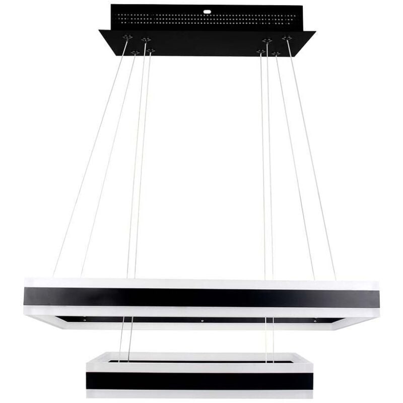 foto del prodotto vt 101 2d lampadario led a sospensione a 2 rettangoli sospesi 113w in metallo nero luce 3000k triac dimmerabile 213987 v tac