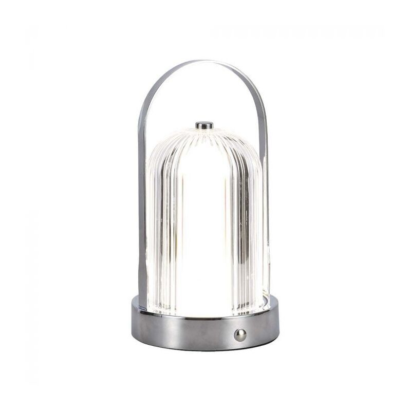 foto del prodotto vt 1057 lampada led da tavolo 1w cct 3in1 colore cromo stile antico ricaricabile con usb c touch dimmerabile 12cm 7990 v tac