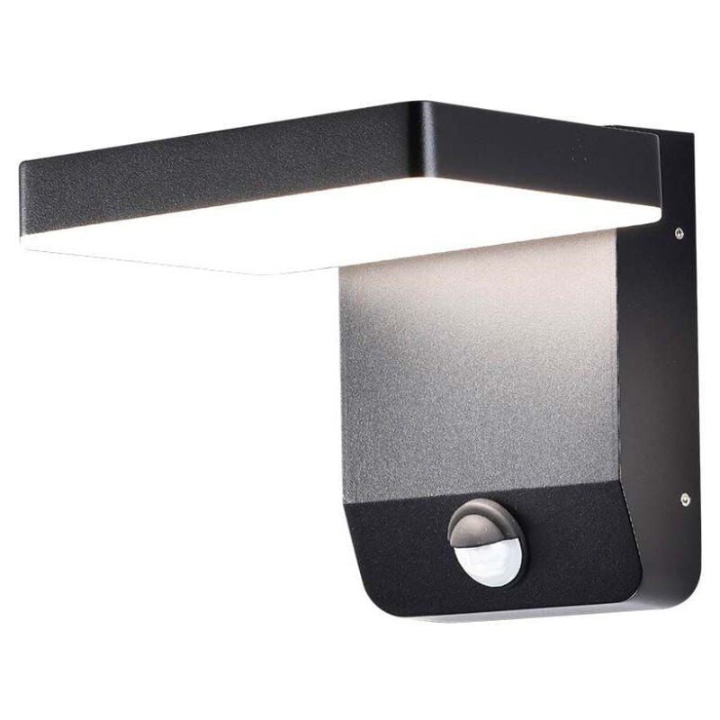 foto del prodotto vt 11020 lampada led da parete con sensore pir faro 17w 150lm w illuminazione facciate quadrato colore nero 3000k design moderno ip65 sku 2948 v tac