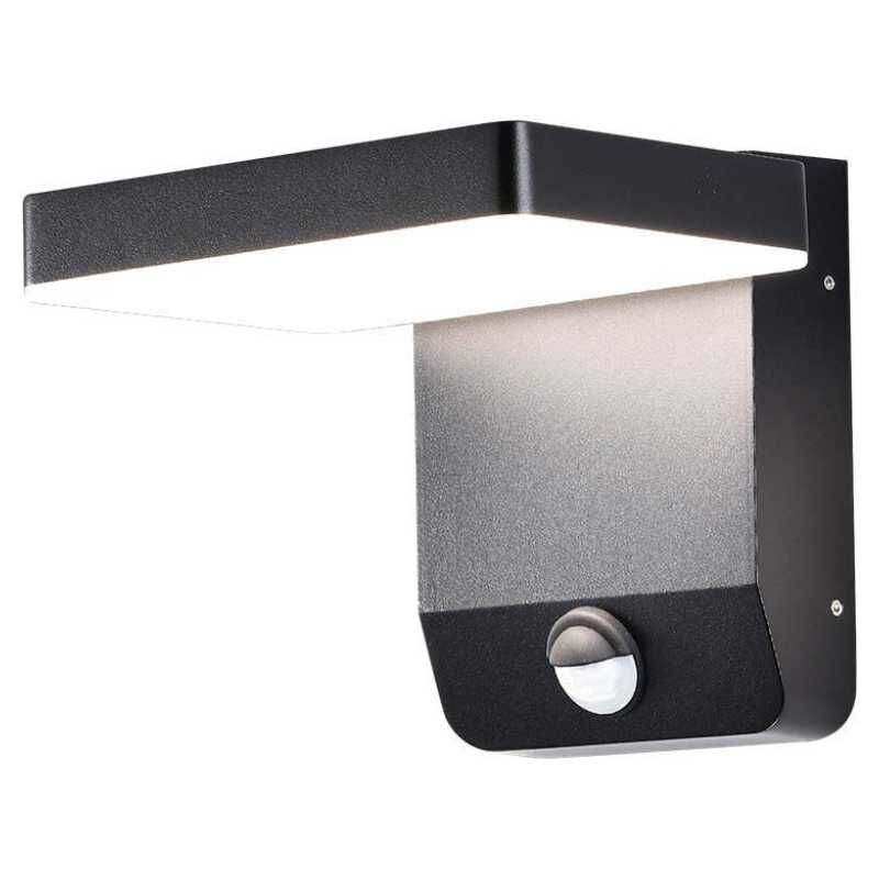 foto del prodotto vt 11020 lampada led da parete con sensore pir faro 17w 150lm w illuminazione facciate quadrato colore nero 4000k design moderno ip65 sku 2949 v tac