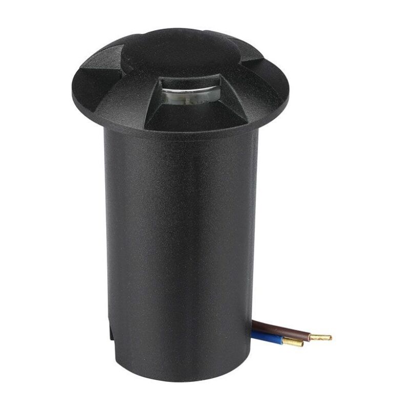 foto del prodotto vt 1171 faretto incasso segnapasso led 12v 1w 4 fasci bianco caldo 3000k rotondo in alluminio nero ip67 sku 211470 v tac