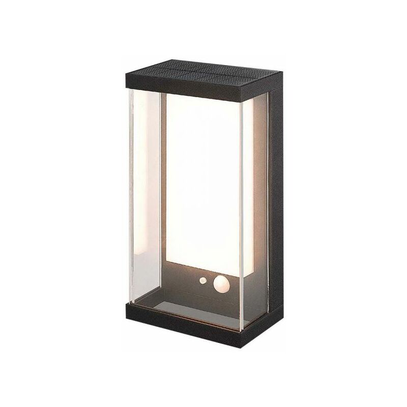 foto del prodotto vt 1193 lampada led solare da parete pannello fotovoltaico e sensore pir 1w colore nero 3000k ip54 23032 v tac