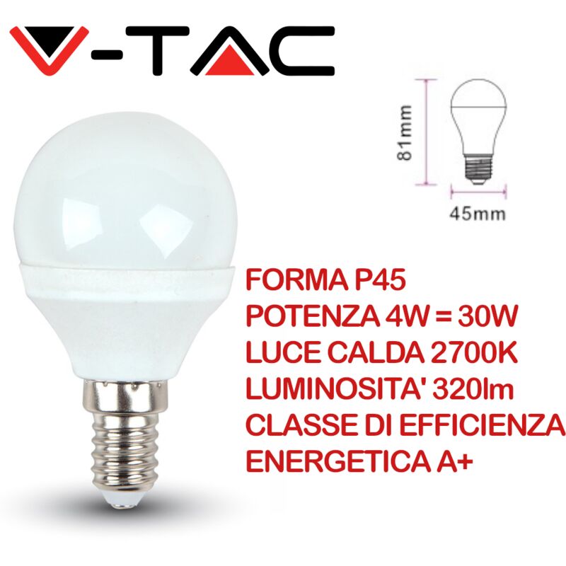 foto del prodotto vt-1819 lampadina led e14 4w p45 bianco caldo - 2700k - v-tac