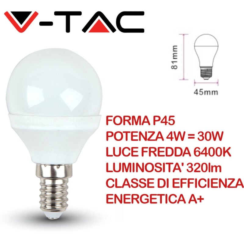 foto del prodotto vt 1819 lampadina led e14 4w p45 bianco freddo 6400k v tac