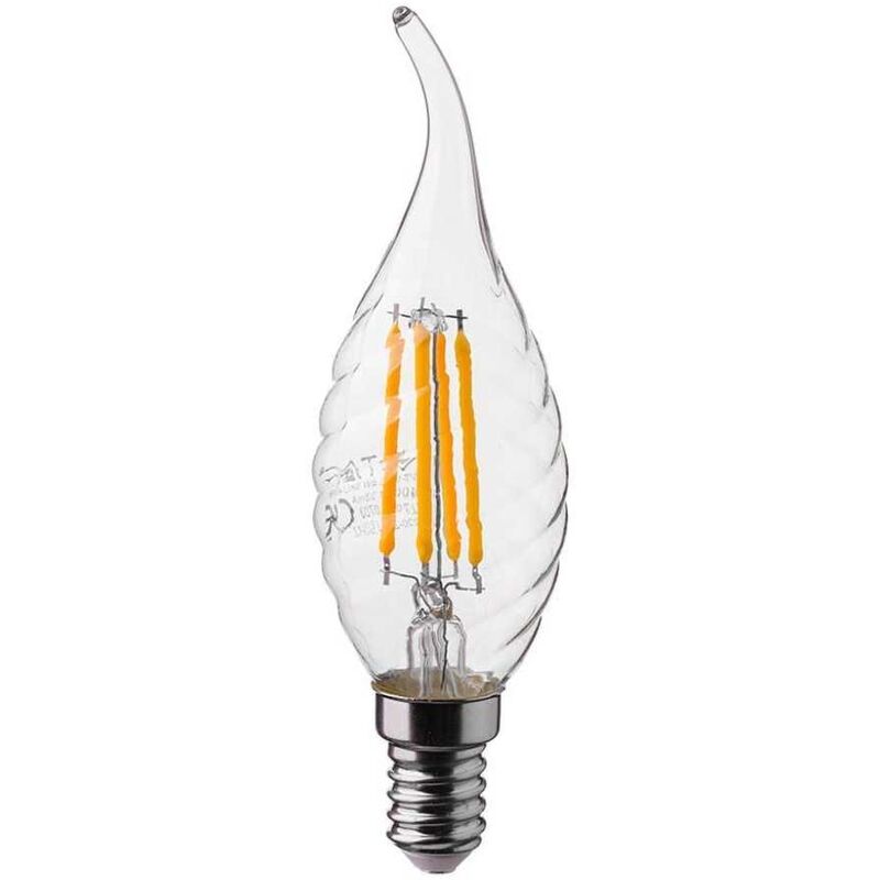 foto del prodotto vt 1995 lampadina led candela tortiglione filamento soffio 4w e14 bianco caldo 3000k 214308 v tac