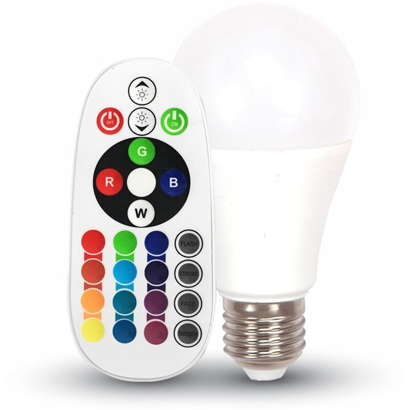 foto del prodotto vt 2007 lampadina led e27 6w a60 con telecomando rgb rgb 3000k v tac