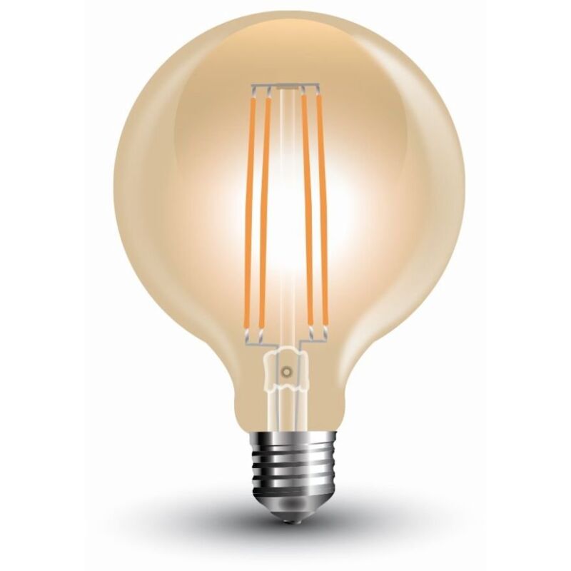 foto del prodotto vt 2027 7147 lampadina led e27 7w g95 filamento ambrato 2200k v tac