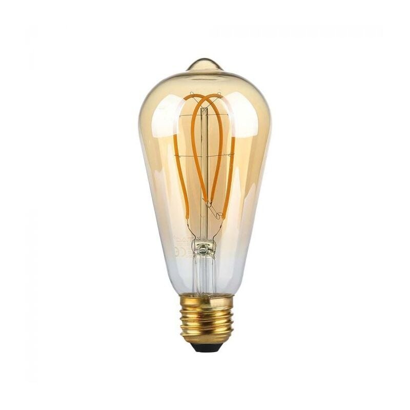 foto del prodotto vt 2066 lampadina led 5w e27 st64 filamento effetto vintage colore ambrato luce 1800k 217220 v tac