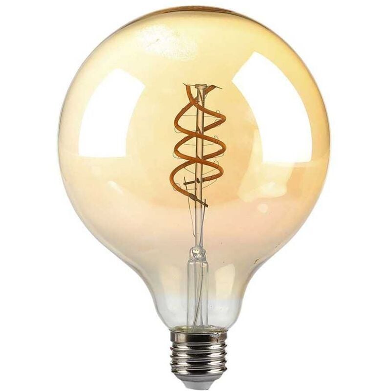 foto del prodotto vt 2126 lampadina bulbo 6w e27 g125 doppio filamento vetro ambrato 300 dimmerabile luce bianco caldo 1800k sku 217328 v tac