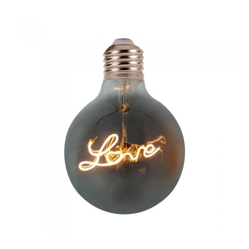 foto del prodotto vt 2205 2700 lampadina led e27 5w g125 filamento ambrato con scritta love 2200k v tac