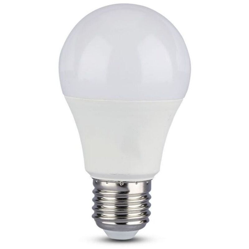 foto del prodotto vt 2219 lampadina led e27 9w a60 con sensore di movimento e crepuscolare bianco caldo 3000k v tac