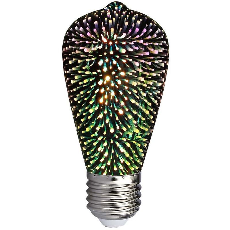 foto del prodotto vt 2223 lampadina da arredo led 3w e27 st64 in vetro cromato effetto 3d bianco caldo 3000k sku 212705 v tac