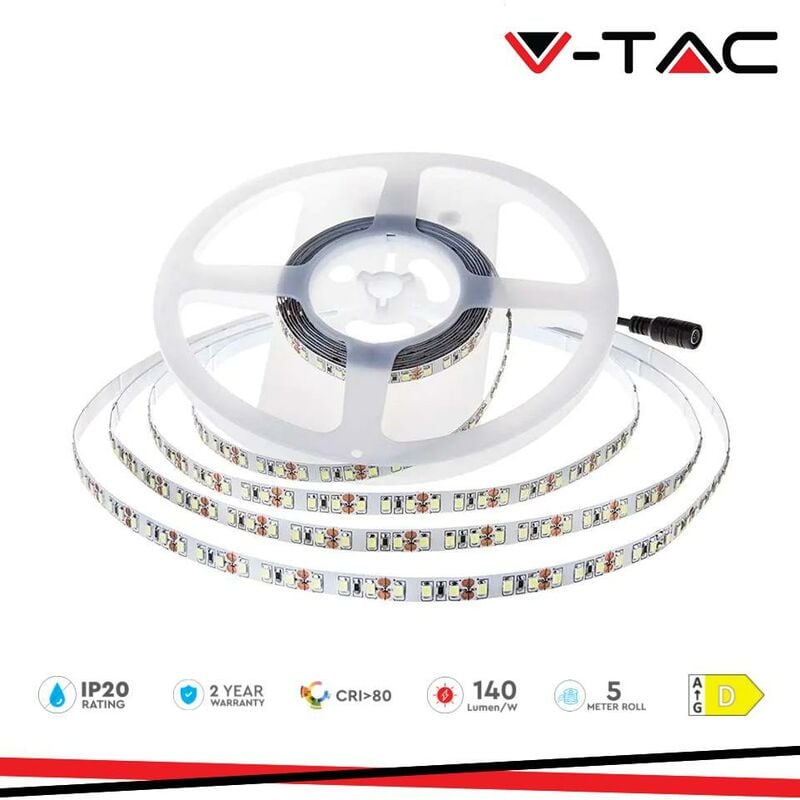 foto del prodotto vt 2835 168 striscia led flessibile 60w smd monocolore 168 led metro 24v bobina 5 metri bianco caldo