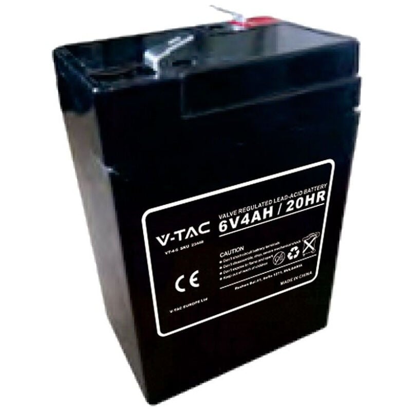 foto del prodotto vt 4 6 batteria piombo acido 6v 4ah con attacchi t1 sku 23448 v tac