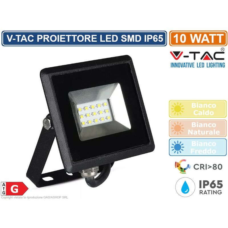 foto del prodotto vt 4011 e series faro led smd 10w ultra sottile da esterno colore nero sku 5940 5941 5942 colore luce bianco freddo v tac