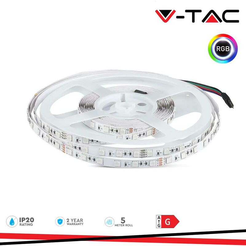foto del prodotto vt 5050 60 striscia led flessibile 70w smd rgb 60 led metro 24v bobina da 10 metri