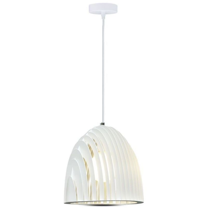 foto del prodotto vt 7255 w lampadario a campana prismatica led in metallo portalampada e27 max 60w bianco sku 3952 v tac