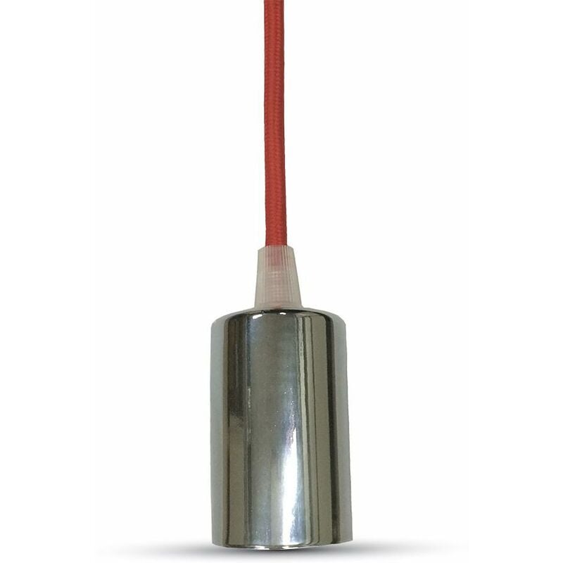 foto del prodotto vt 7338 lampadario a sospensione 1mt e27 in metallo con cavo colorato rosso 39mm ip20 sku 3791 v tac