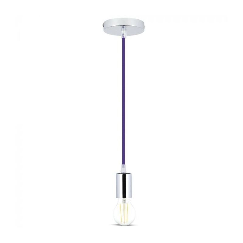 foto del prodotto vt 7338 lampadario a sospensione 1mt e27 in metallo con cavo colorato viola 39mm ip20 sku 3790 v tac