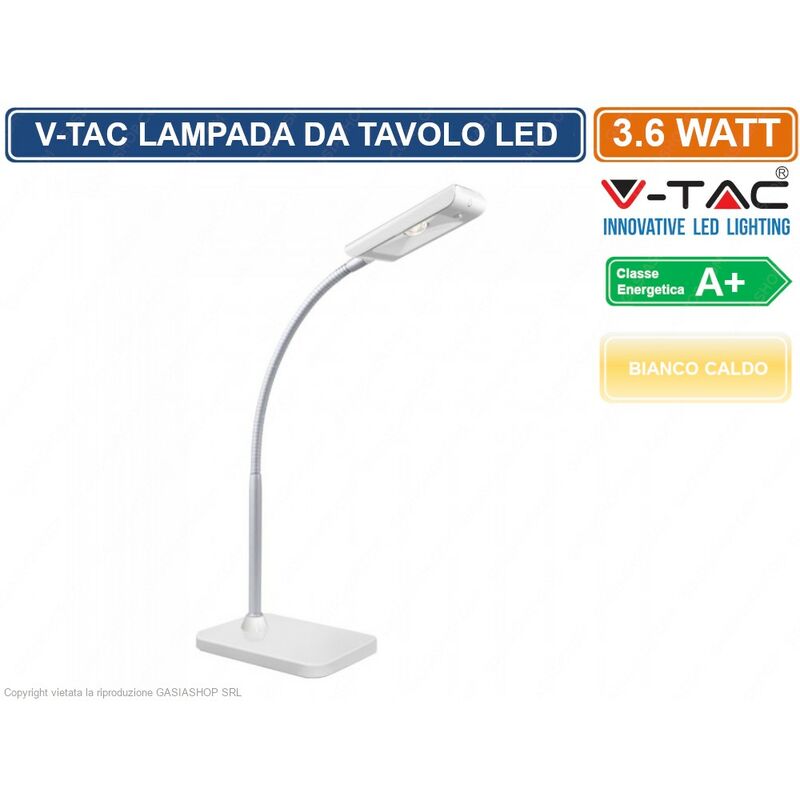 foto del prodotto vt 7403 lampada led da tavolo 3,6w orientabile colore bianco sku 8671 v tac