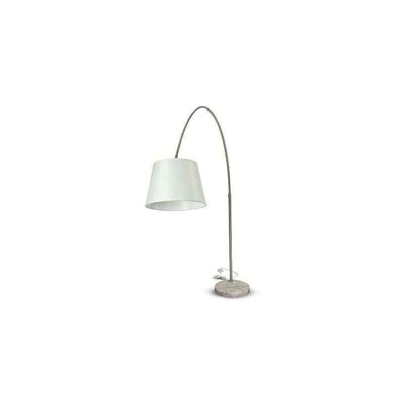 foto del prodotto vt 7451 lampada da terra piantana in metallo corpo bianco ricurva orientabile base in marmo con portalampada e27 196cm sku 8565 v tac