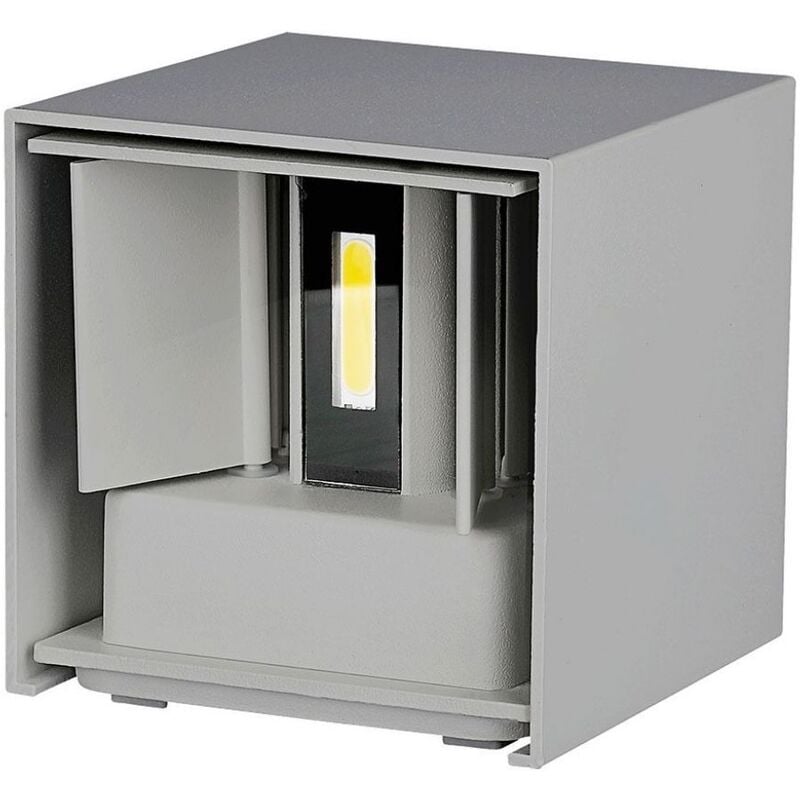 foto del prodotto vt 759 12 lampada led applique da muro 12w parete quadrato grigio satinato luce bianco naturale 4000k ip65 sku 218532 v tac