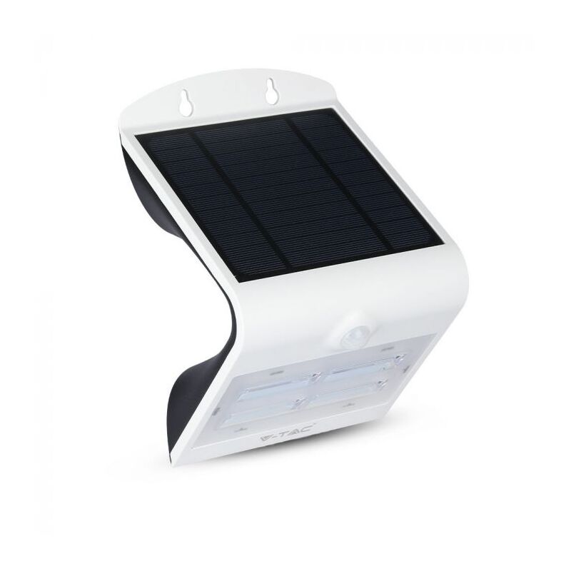 foto del prodotto vt 768 lampada da muro led 3w con pannello solare e sensore di movimento corpo bianco ip65 sku 7523 v tac