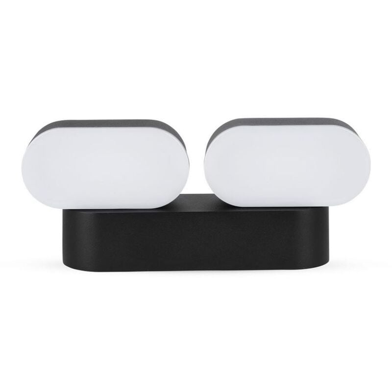 foto del prodotto vt 814 lampada led 12w da parete nero teste ruotabili wall light bianco caldo 3000k ip65 sku 8293 v tac