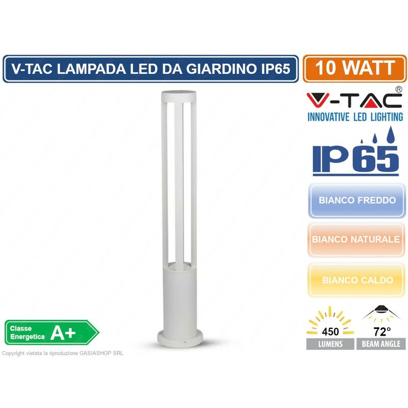 foto del prodotto vt 820 lampada led da giardino con fissaggio a terra 10w colore bianco ip65 sku 8325 8326 8327 da esterno ip65 colore luce bianco caldo