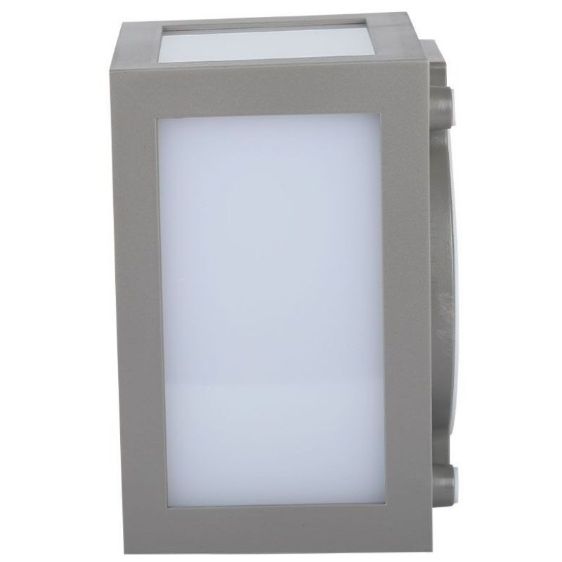 foto del prodotto vt 822 lampada applique led da parete forma cubo 12w lanterna colore grigio bianco caldo 3000k ip65 sku 218337 v tac