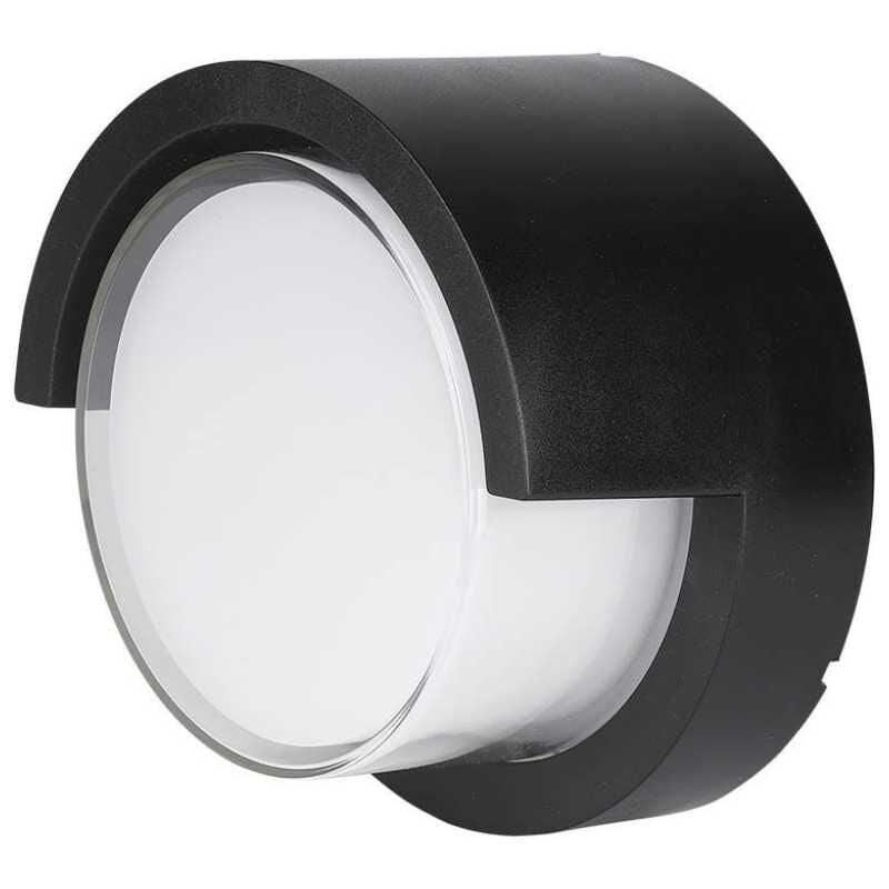 foto del prodotto vt 827 lampada led rotonda 12w diffusore semicerchio nero da esterno luce bianco caldo 3000k ip65 sku 218537 v tac