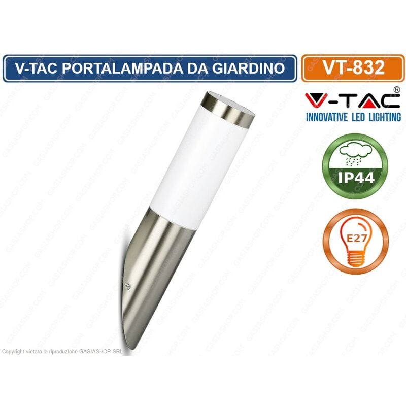 foto del prodotto vt 832 portalampada da giardino wall lamp da muro rotondo per lampadine e27 ip44 sku 8623 v tac