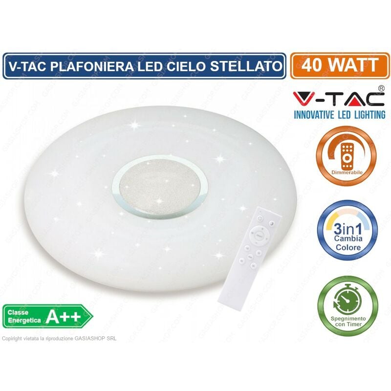 foto del prodotto vt 8405 plafoniera led 40w forma circolare effetto cielo stellato con telecomando sku 14941 v tac
