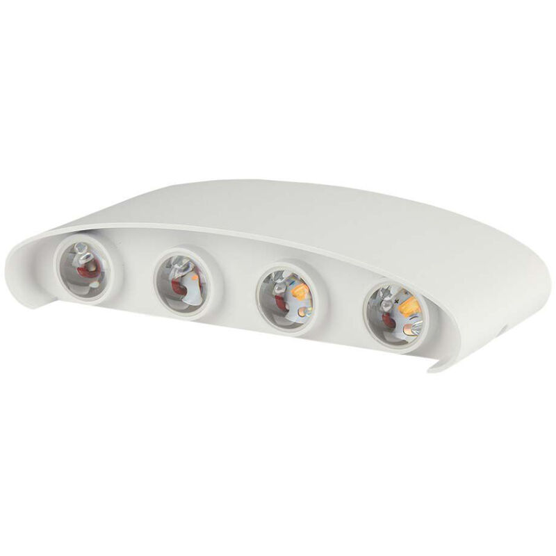 foto del prodotto vt 848 lampada led da muro cobx8pcs 7w doppio fascio applique da parete alluminio bianco sabbia wall light 3000k ip65 sku 218617 v tac