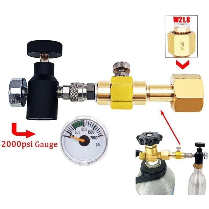 foto del prodotto w21.8 adattatore per valvola di gonfiaggio a prova di perdite e resistente all usura, adattatore per tubo flessibile per bombola di co2, adattatori