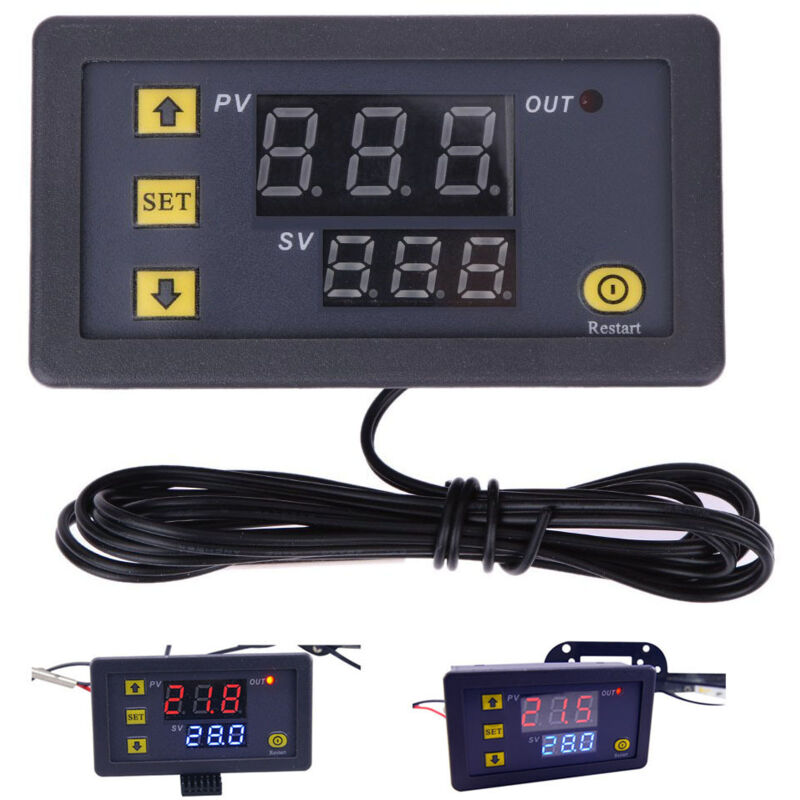 foto del prodotto w3230 12v 20a lcd digitale termostato regolatore regolatore allarme alta temperatura