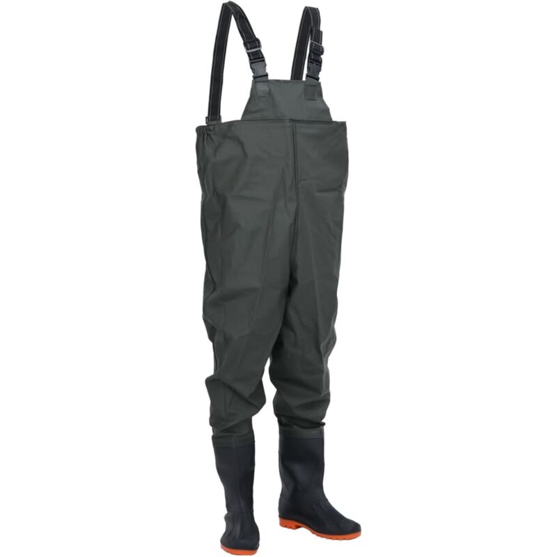 foto del prodotto wader da pesca con pettorina e stivali verde scuro taglia 45 vidaxl