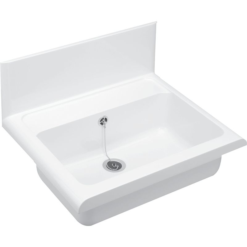 foto del prodotto wagb5500 vasca da parete con scarico e troppopieno in plastica, 550 mm, bianco cornat
